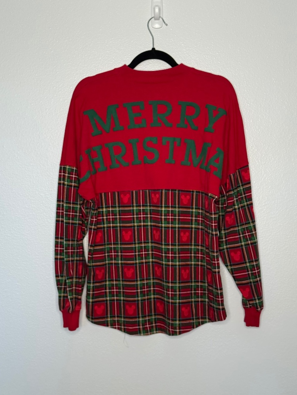 Disney Mickey Mouse Christmas Plaid Spirit Jersey XS Merry Christmas